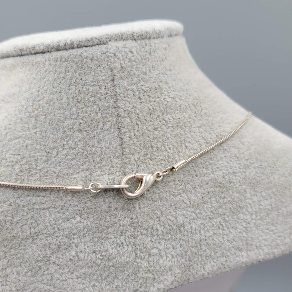 Faux Pearl Bead Station Necklace Silver tone 24 in