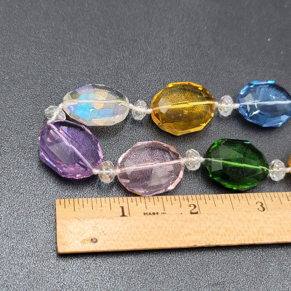 Multicolor Faceted GLASS Beaded Necklace Fun Statement 18" - 20"