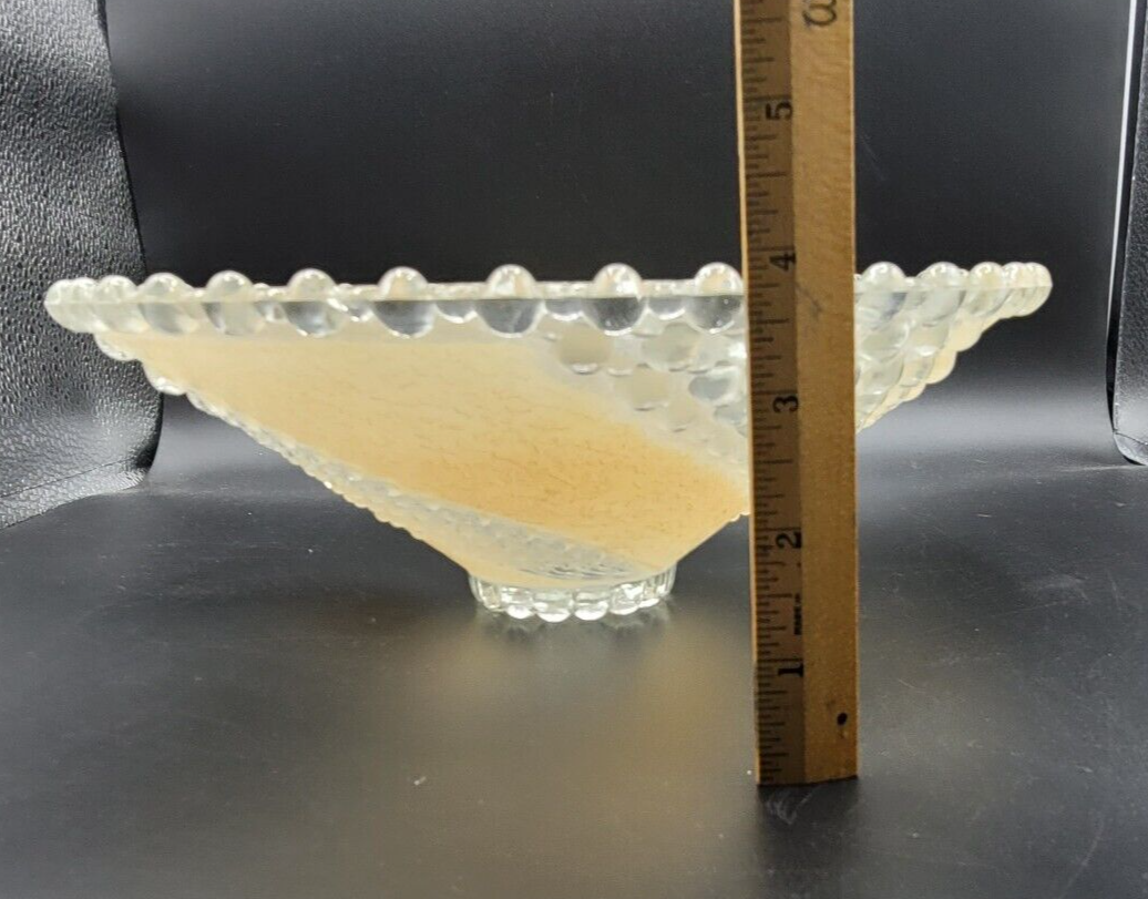 Antique Hobnail Lamp Shade Clear Tan Swirl Patterned 11"
