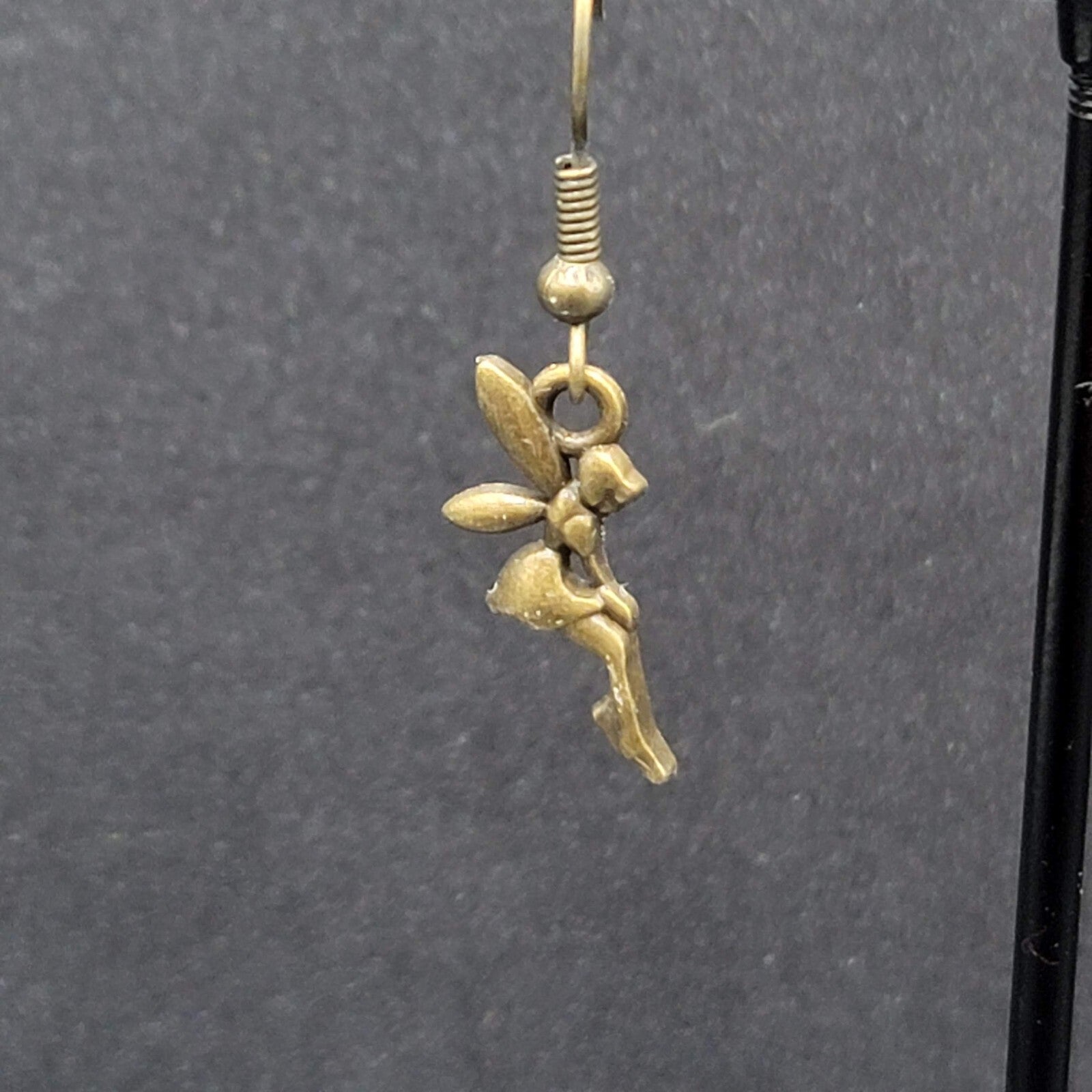 New Fairy Pierced Earrings Bronze tone Dangle 3/4"