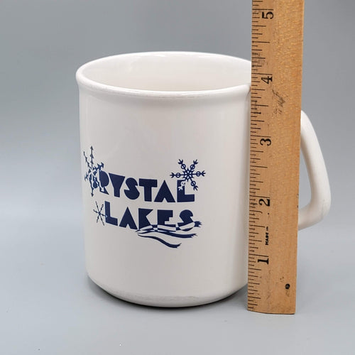 Crystal Lakes Coffee Mug Cup White Blue Logo Souvenir Collectible Vintage