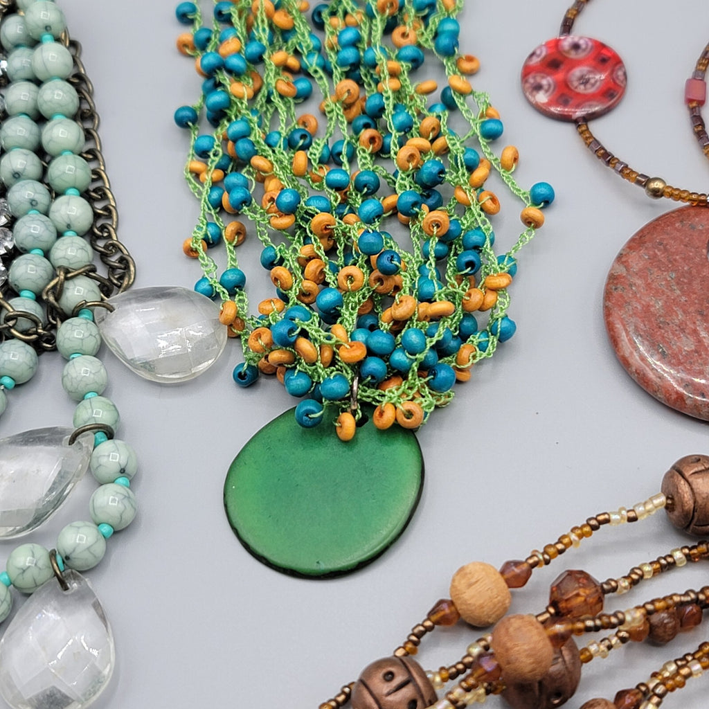 Colorful Jewelry Lot Necklaces Bracelets Beads 27 pcs All Wearble in Good Condit