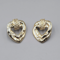 Vintage Double Open Heart Pierced Earrings Gold tone Drop 1 1/8"