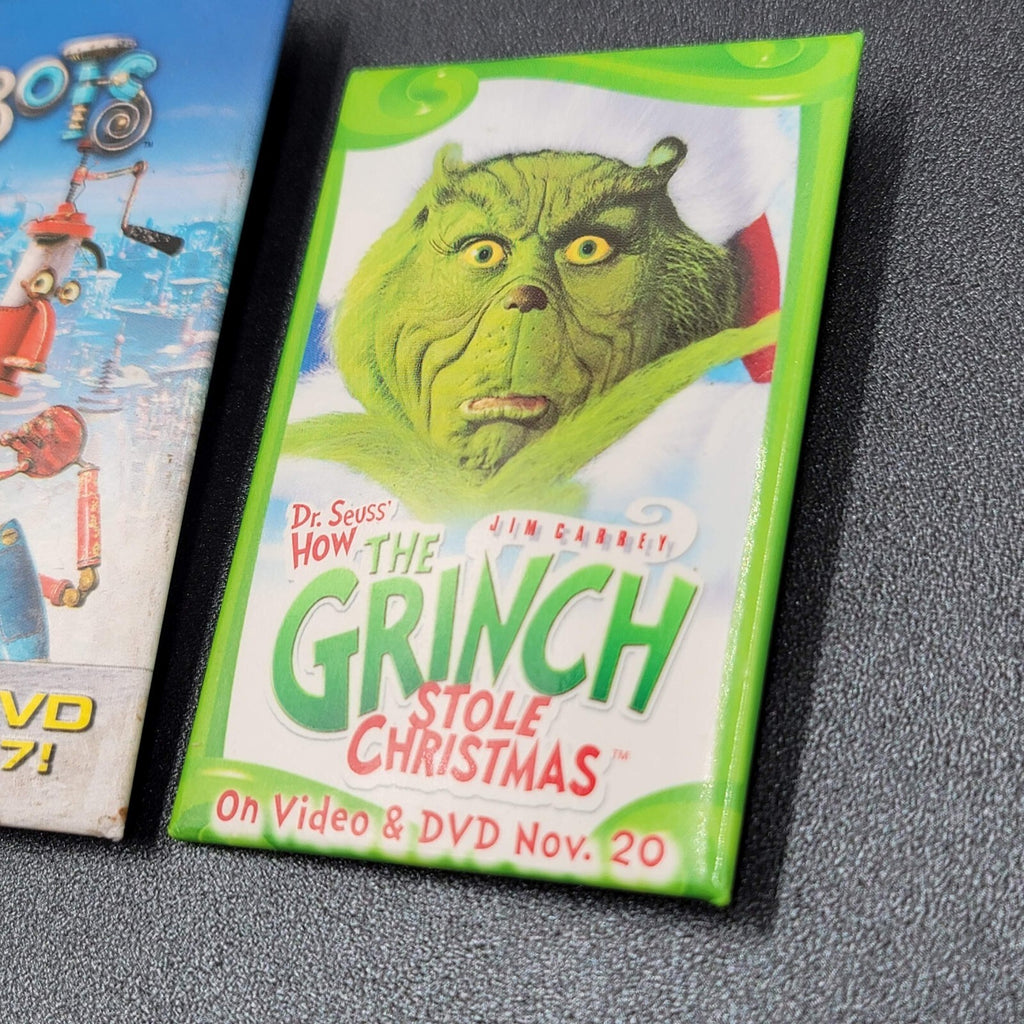 Vintage Lot of 2 Kids Movie Promo Pin Back Buttons Pins ROBOTS GRINCH
