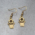New Flower Pot Pierced Earrings Nature Bronze tone Dangle 3/4"