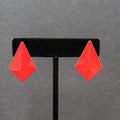 Vintage Pierced Earrings Red Enamel Geometric Drop 1 1/8"