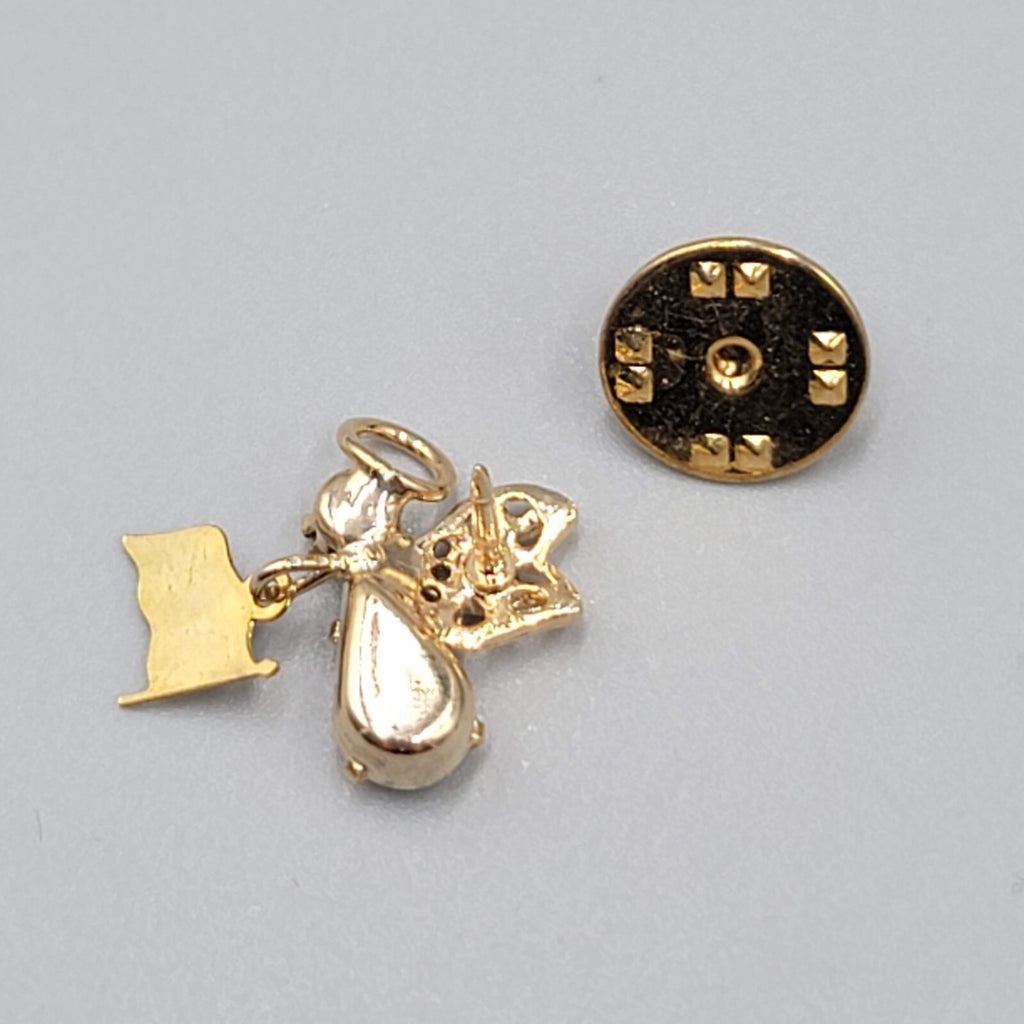 Vintage Angel Pin Patriotic USA Flag Gold tone 5/8"