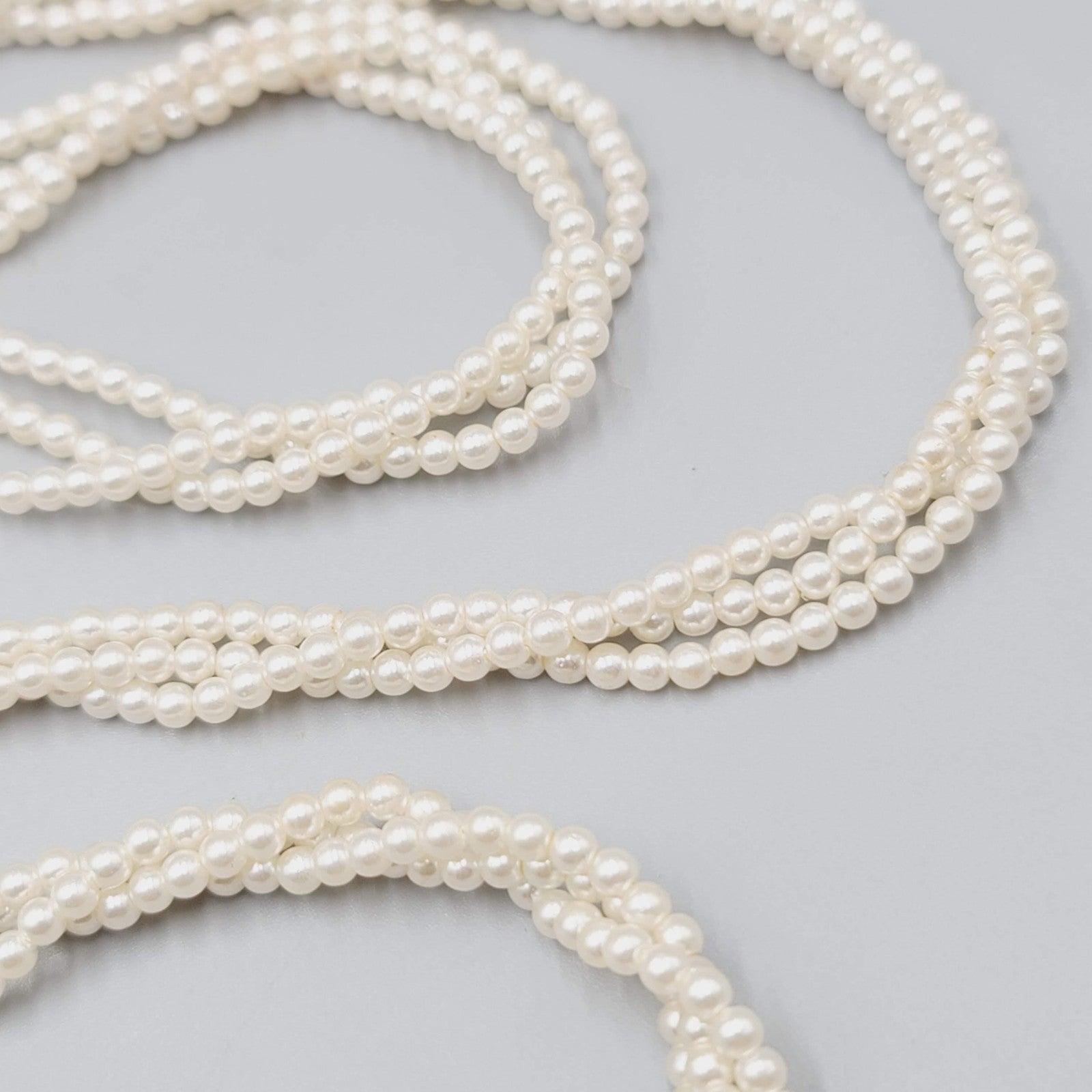 Vintage Multi-Strand Simulated Pearl Necklace 56" Beaded Clasp Elegant Jewelry