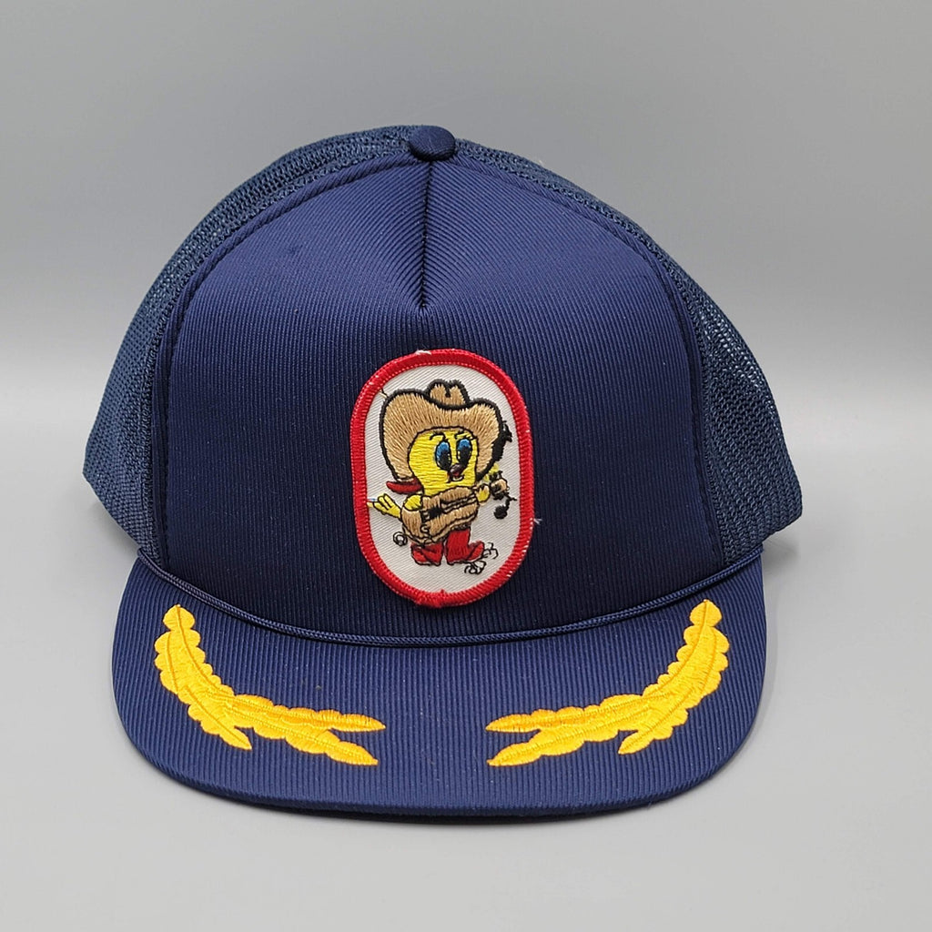 VTG Trucker Baseball Cap Tweety Bird in Cowboy Hat Blue Adjustable Back