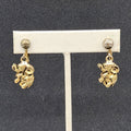 Vintage Clip on Earrings Gold tone Elephant Dangle 3/4"