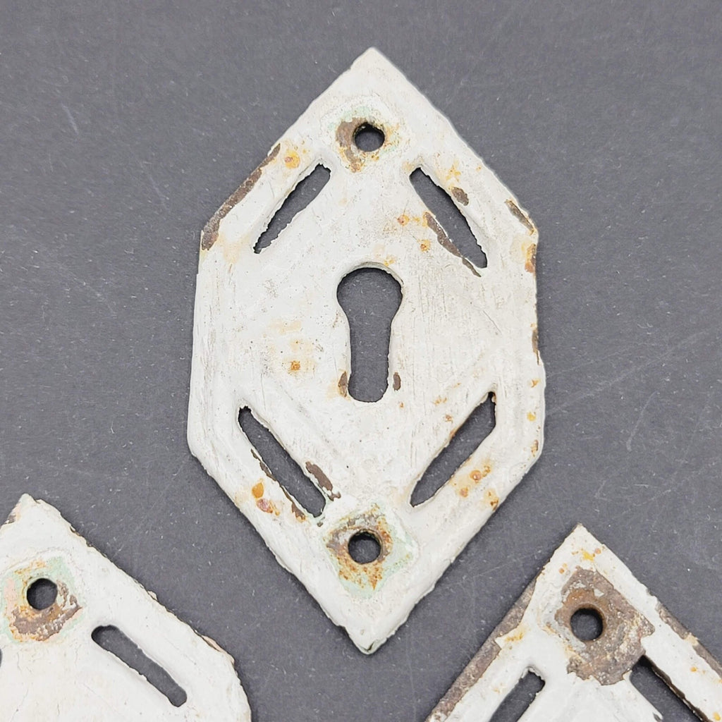 Set of 3 Vintage Cast Iron Skeleton Key hole Escutcheon Salvage Lot Painted