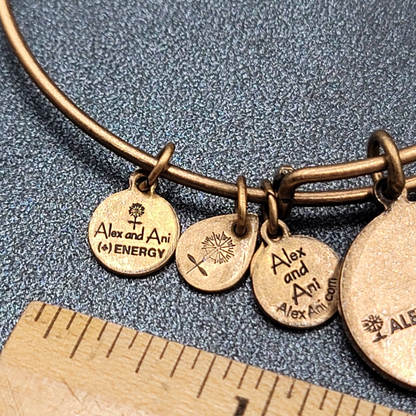 Alex and Ani Charm Bracelet Lot Monogram G Gold tone