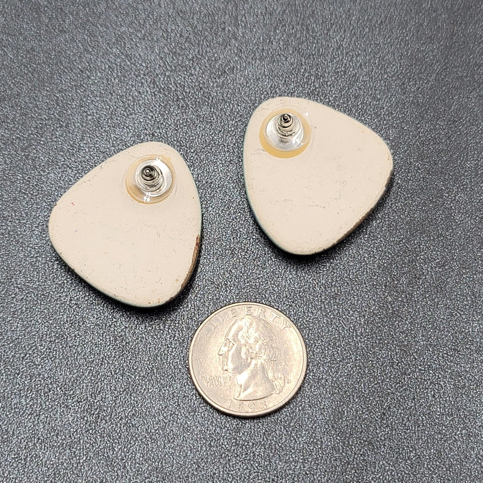 Vintage Flamingo Pierced Earrings Ceramic Hand Painted Drop 1.5"