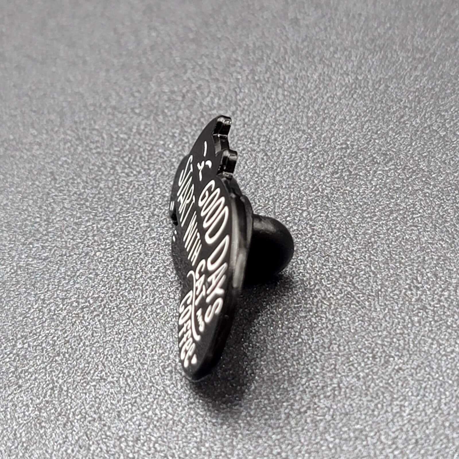 Black Cat Enamel Lapel Hat Pin Good Days start with Cat and Coffee 1 1/8"