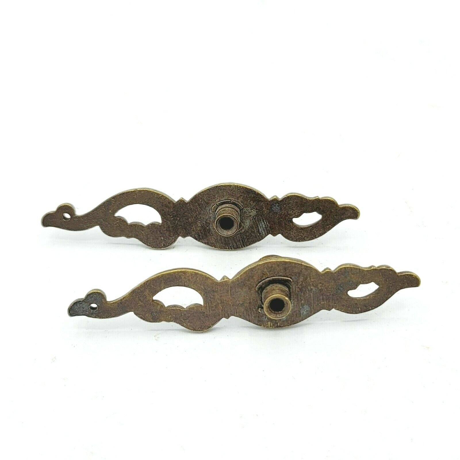 Brass Plate Drop Bail Pull Repair Lot of 2 Salvage Drawer Hardware Reclaimed