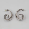 Vintage Curly Hoops Pierced Earrings High Polish Silver tone Drop 1.25"
