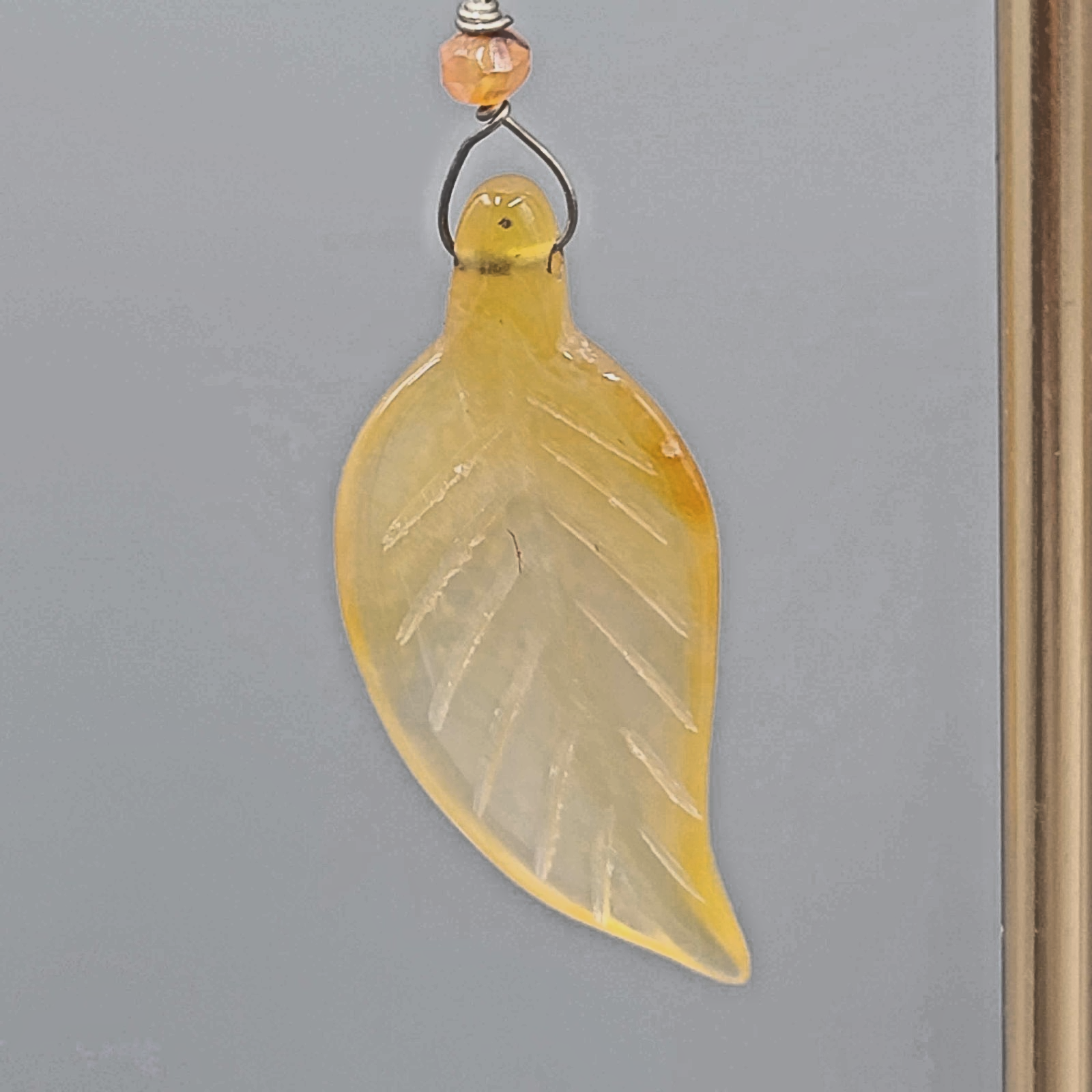 Sterling Silver Carved Agate Leaf Pierced Earrings Dangle 1.75"