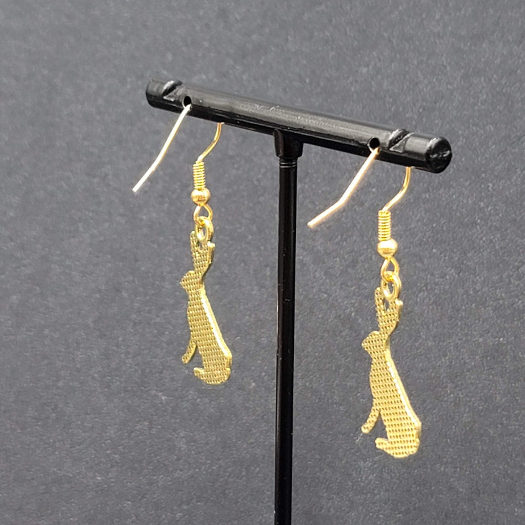 Jack Rabbit Pierced Earrings Dangle Gold tone 1"