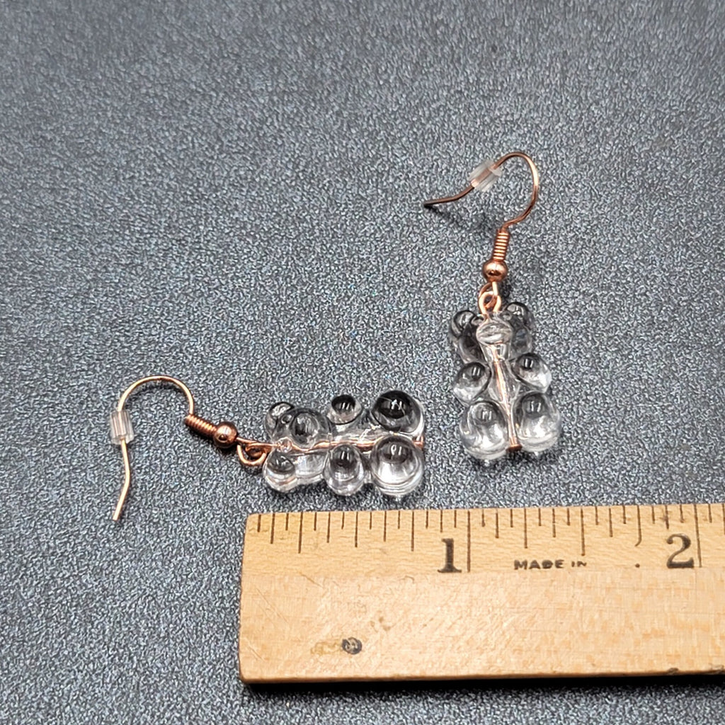 New Clear Gummy Bear Pierced Earrings Rose Gold tone Hooks Dangle 3/4"