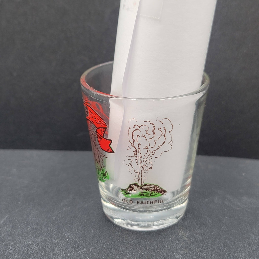 Vintage Wyoming Enamel Embossed Shot Glass USA Souvenir