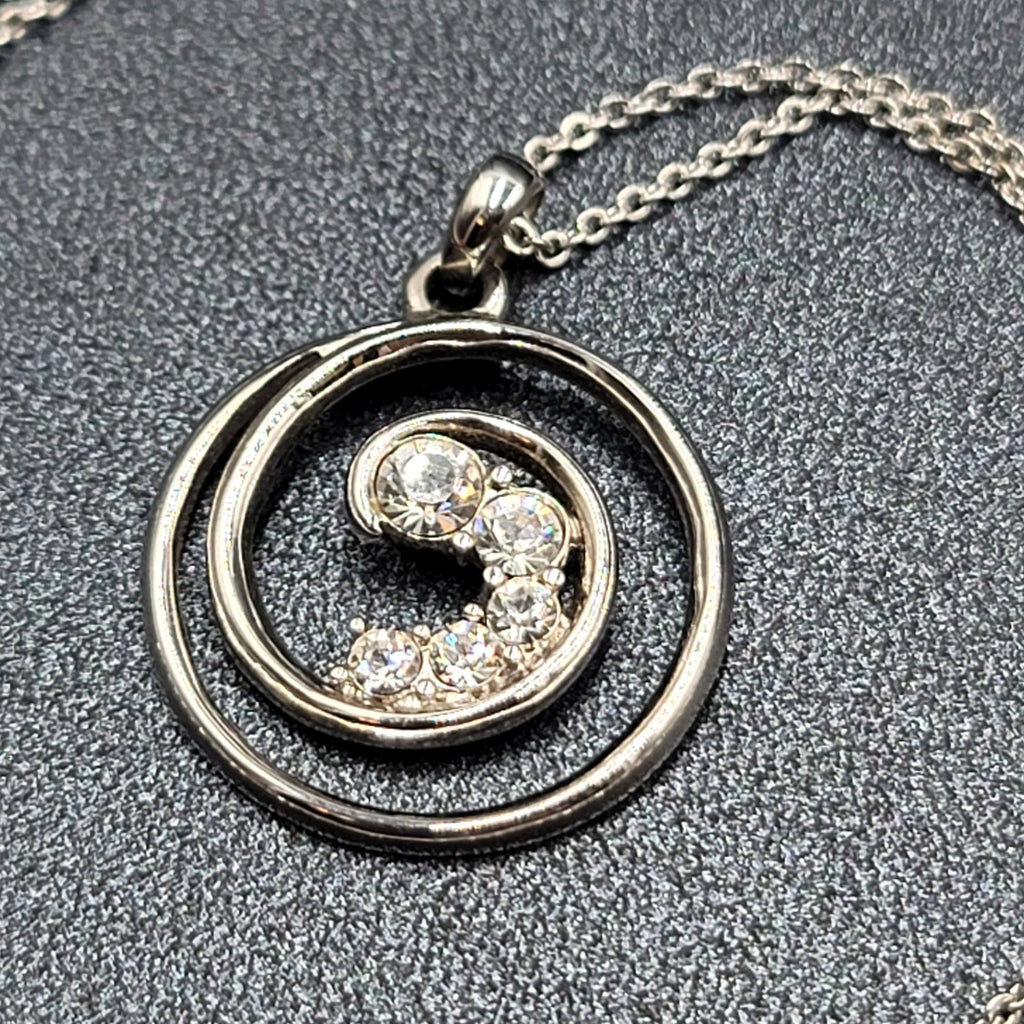 Lot of 4 Costume Crystal Silver tone Jewlery 3 Pendant Necklaces 1 Love Bracelet