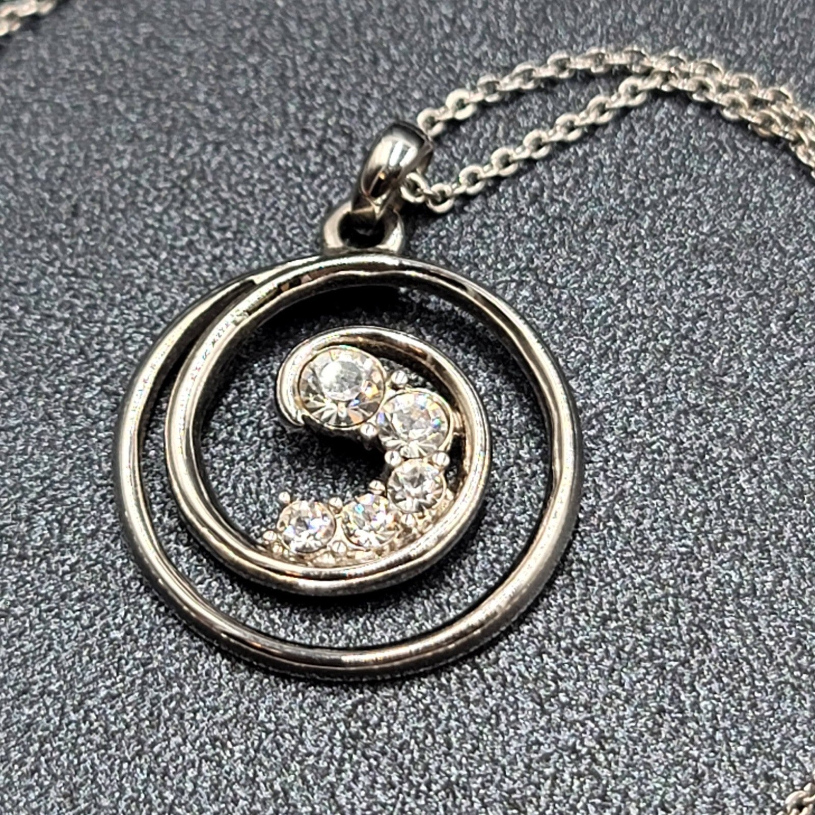 Lot of 4 Costume Crystal Silver tone Jewlery 3 Pendant Necklaces 1 Love Bracelet