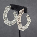Pierced Earrings Silver tone Open Filigree Statement Hoops 2 1/8"