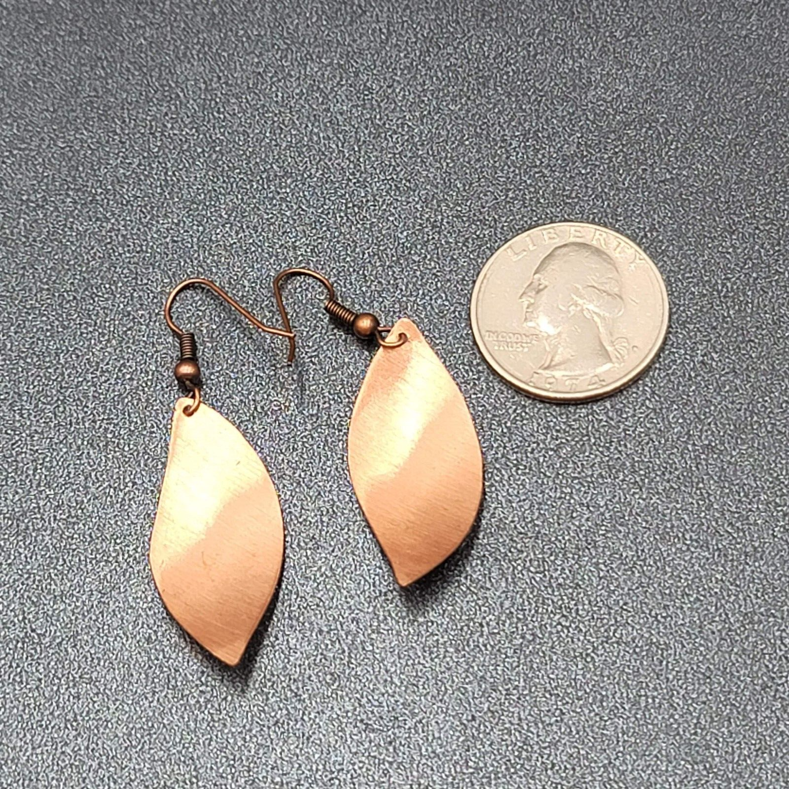 Pierced Earrings Copper Laser Cut Red White Design Dangle 1.5"