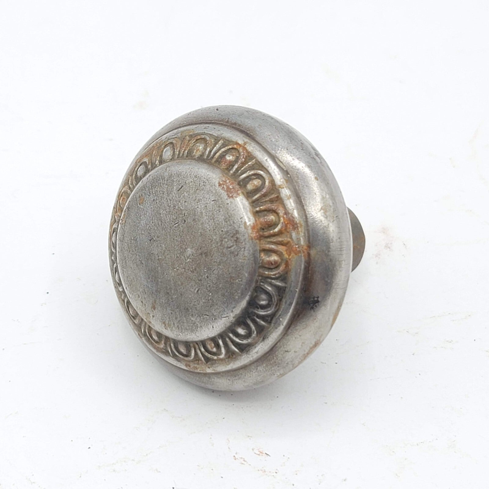 Single Vintage Steel Ornate Design Knob Reclaimed Salvage 2.25"
