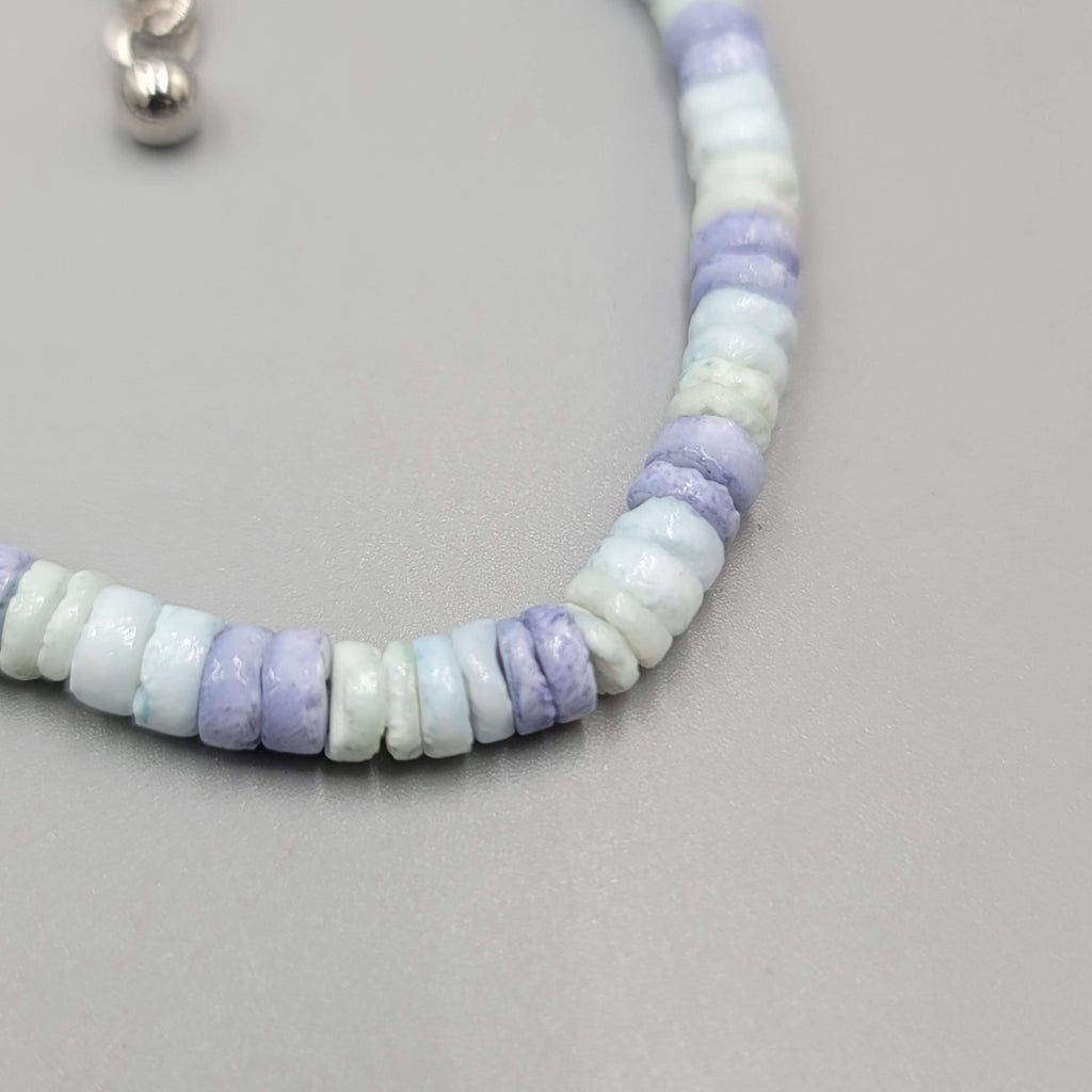 Lavender Purple Dyed Seashell Bead Bracelet 7"-7.5" Adj