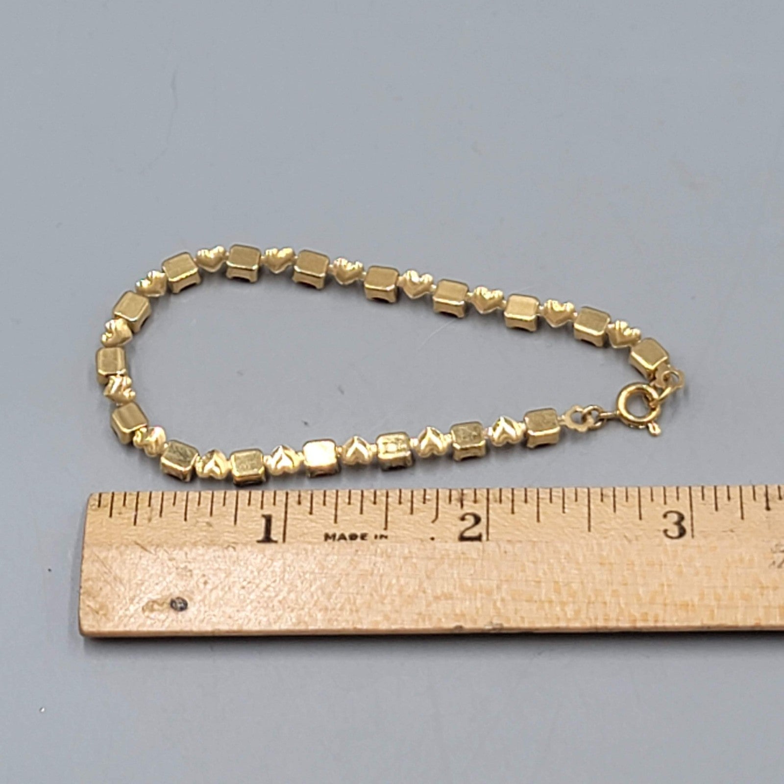 Vintage Red Stone Heart Tennis Bracelet 6.75 in