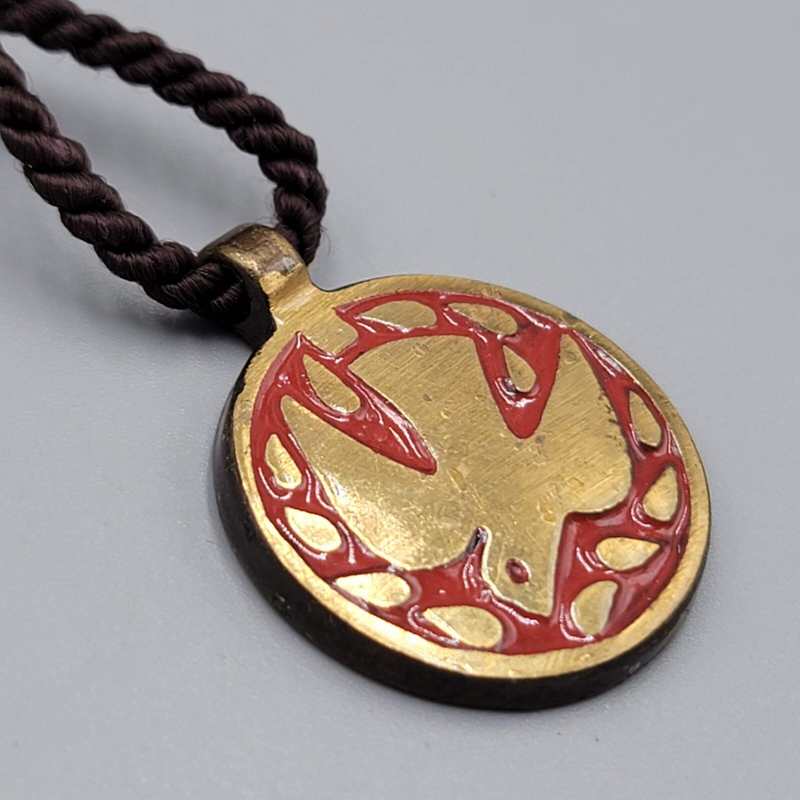 Vintage Israel 1966 Terra Sancta Guild Dove Brass Pendant Necklace