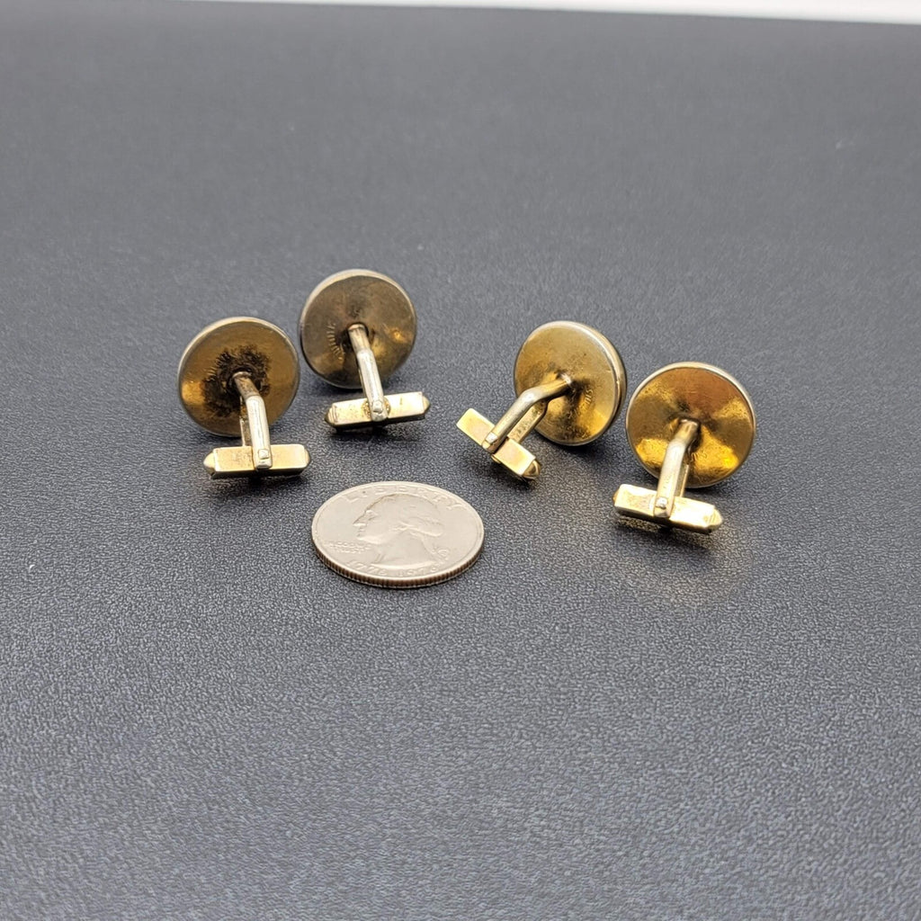 Vintage Cufflinks Lot of 2 Gold tone Blue Green Chatoyant Costume Men's Jewelry