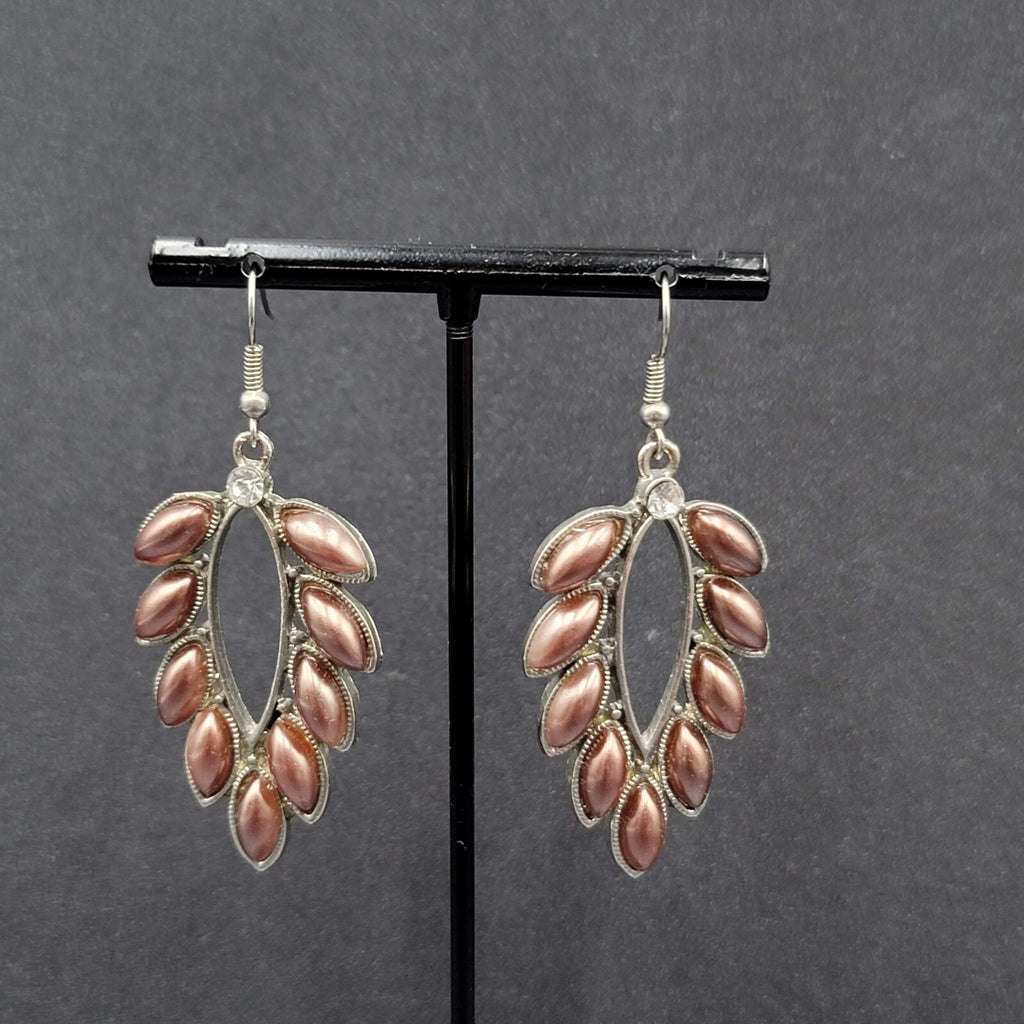 Pierced Earrings Silver tone Rhinestone Acrylic Dangle 1 7/8"