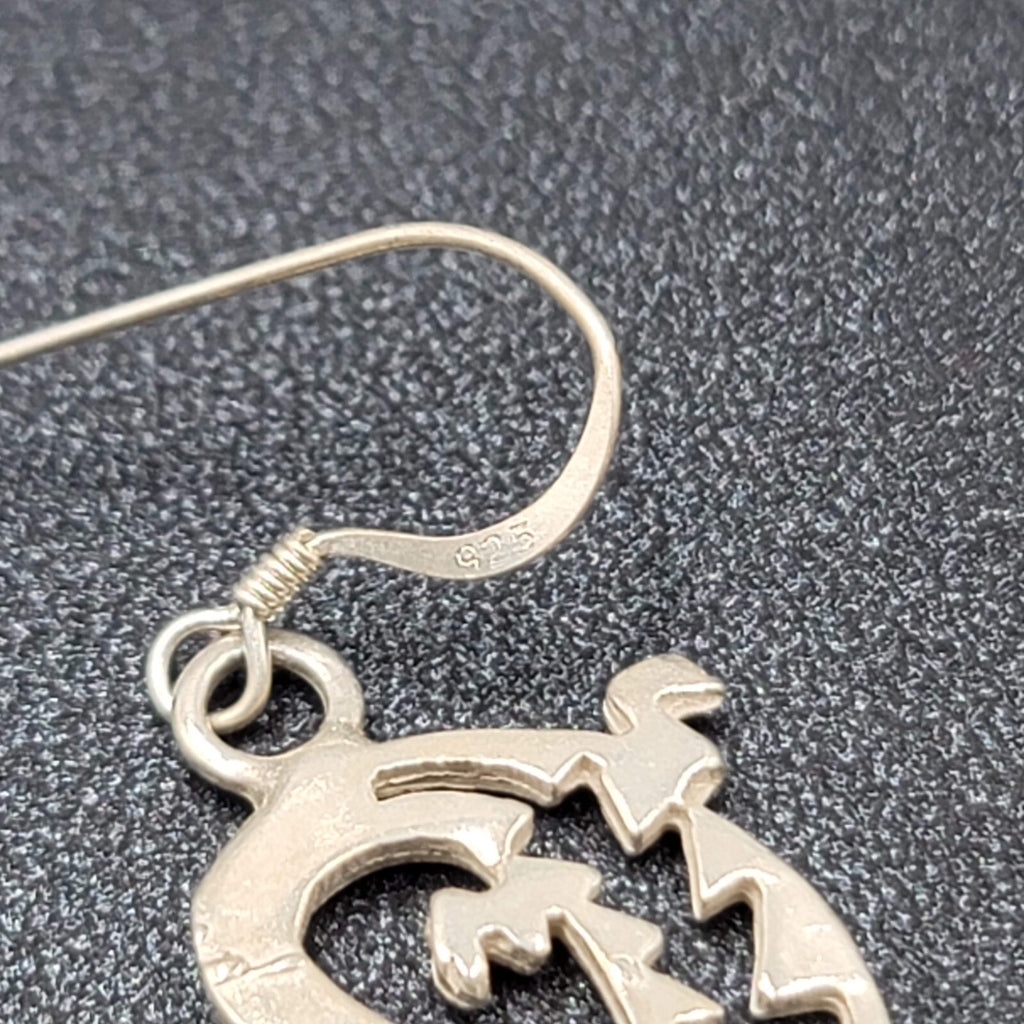 Lizard Sterling Silver Pierced Earrings 925 Southwest Style 1 1/8" 