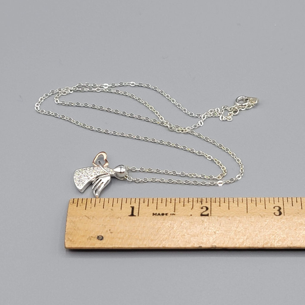 Angel Necklace Silver Plated Gold Plated Heart Pendant 18"