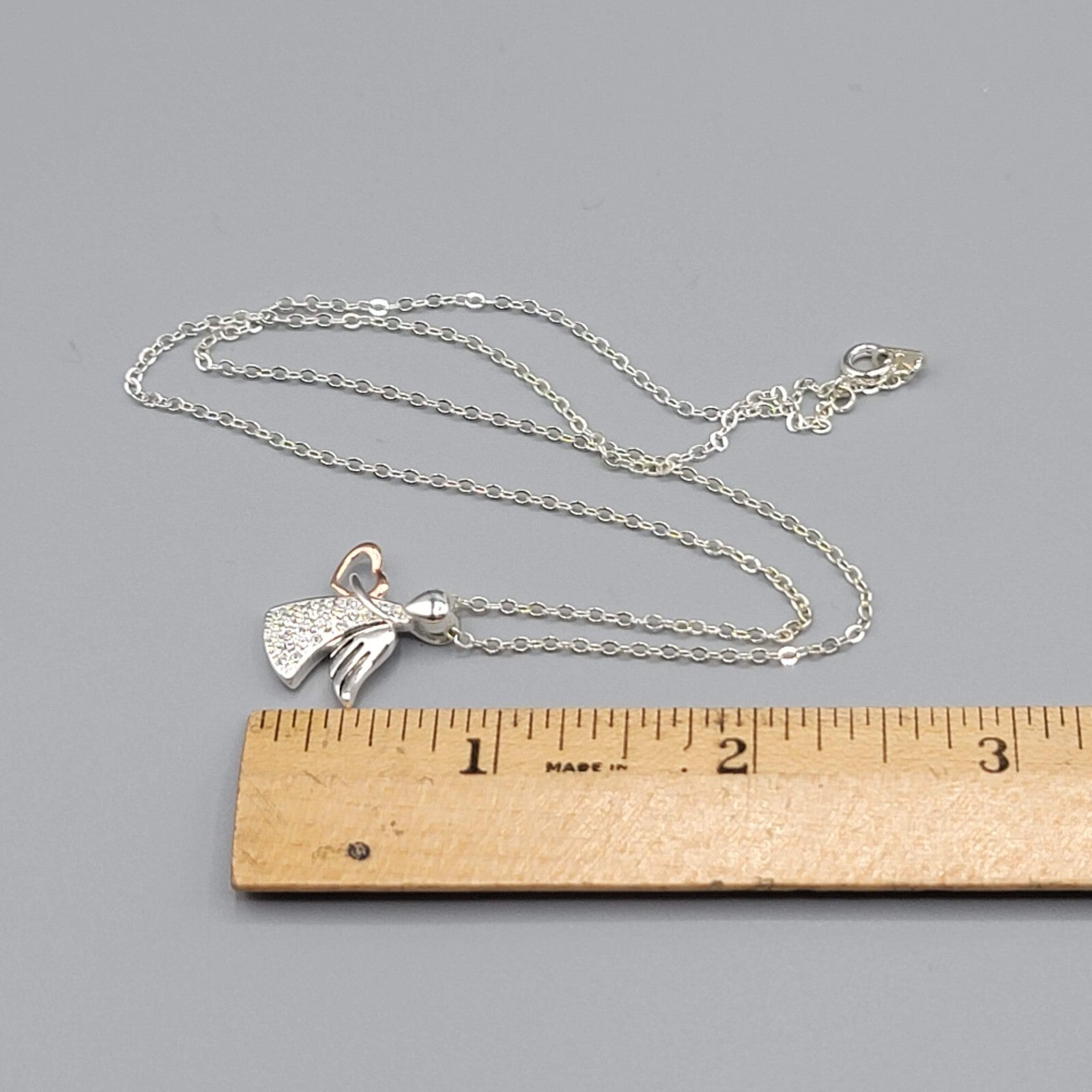 Angel Necklace Silver Plated Gold Plated Heart Pendant 18"