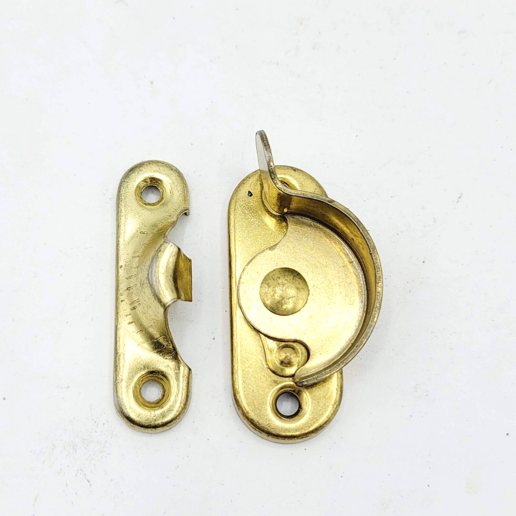 Vintage Brass Window Sash Lock with Catch Keeper  Salvage Reclaimed 57