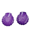 Vintage Purple Enamel Shell Drop  Pierced Earrings 1 in