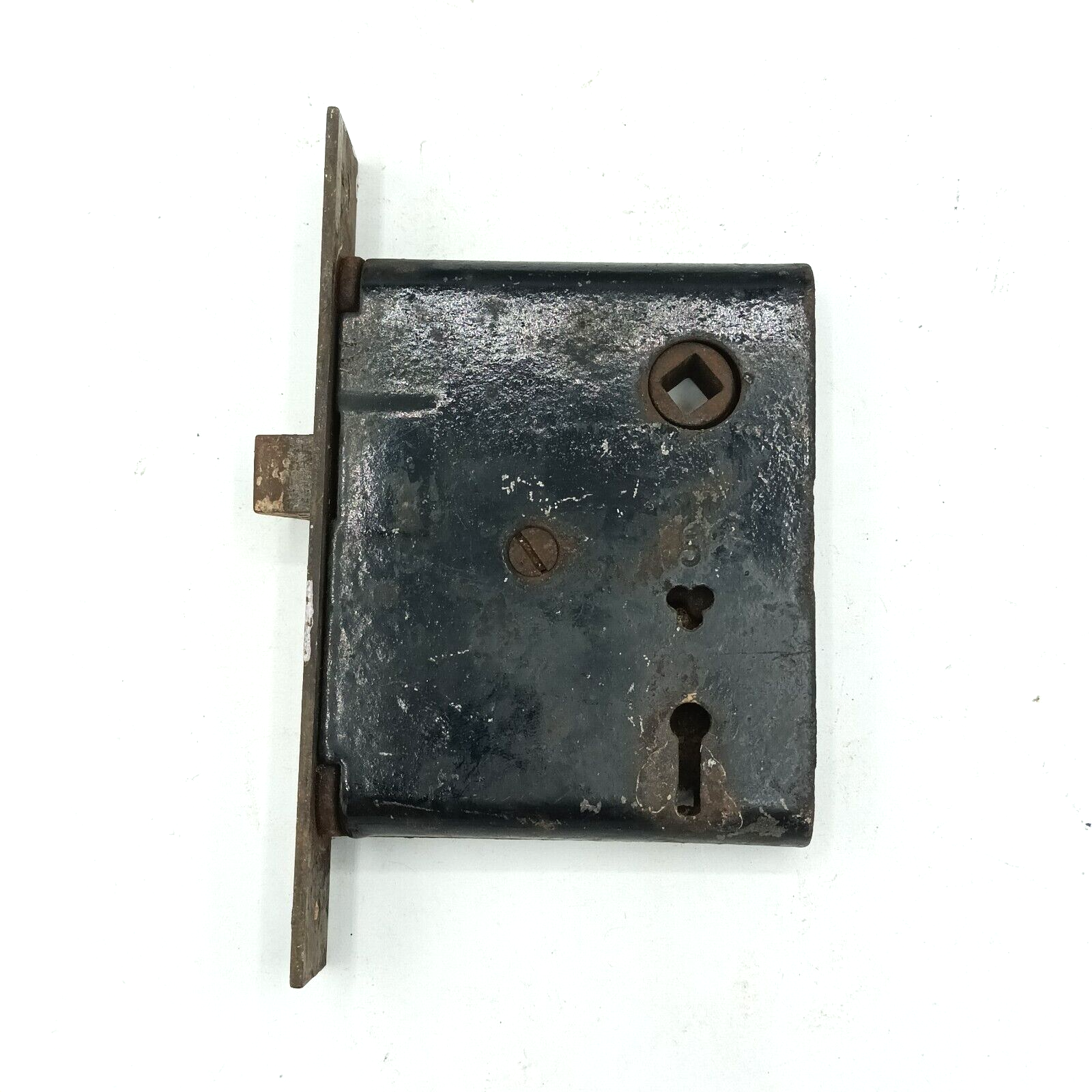 Vintage Mortise Lock Door Hardware Salvage Skeleton Keyhole NO Key Purple Paint