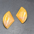 Vintage Pierced Earrings Yellow Enamel Gold tone Large Statement 1980s 2"