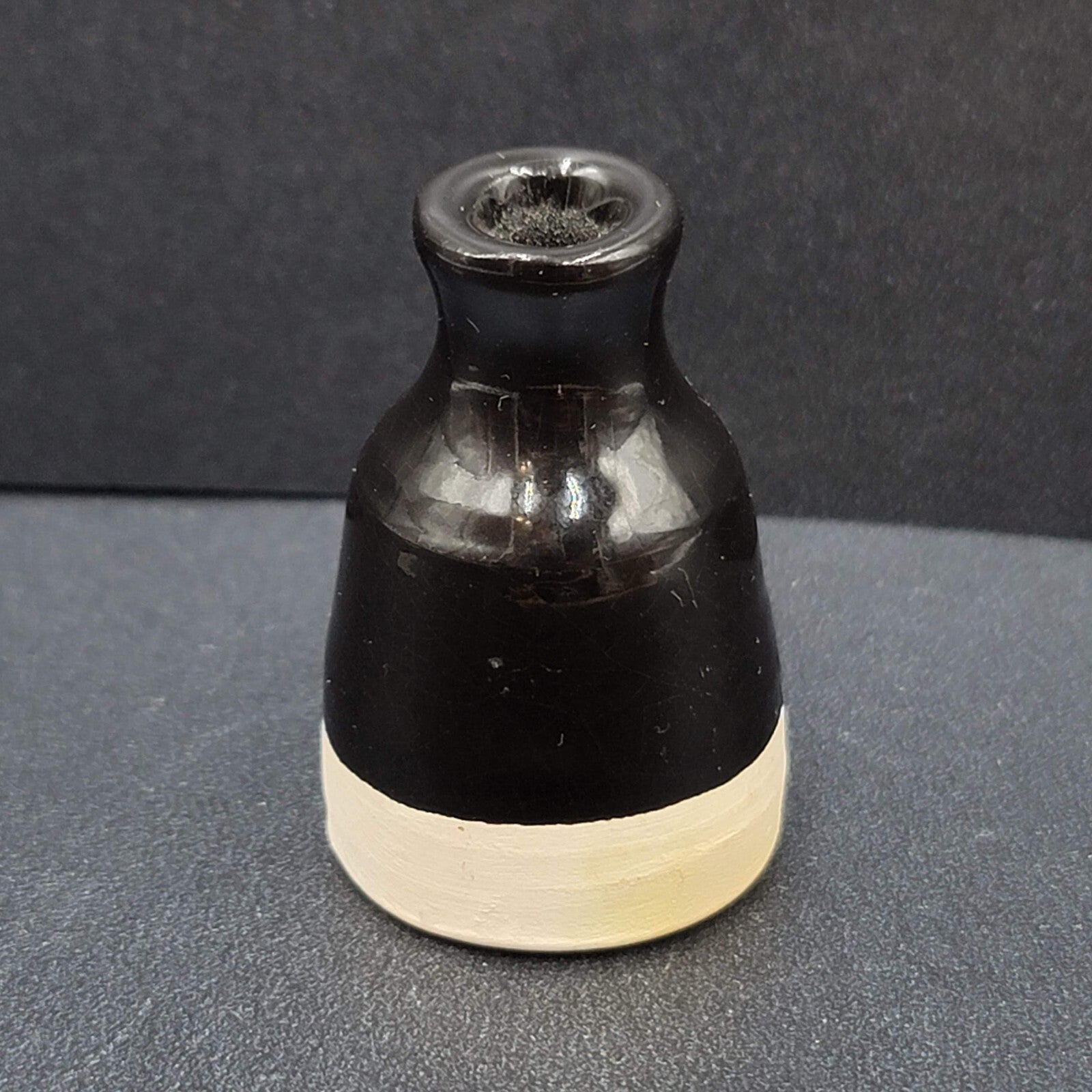 Vintage Miniature Pottery Vase Black Glaze 1.75"