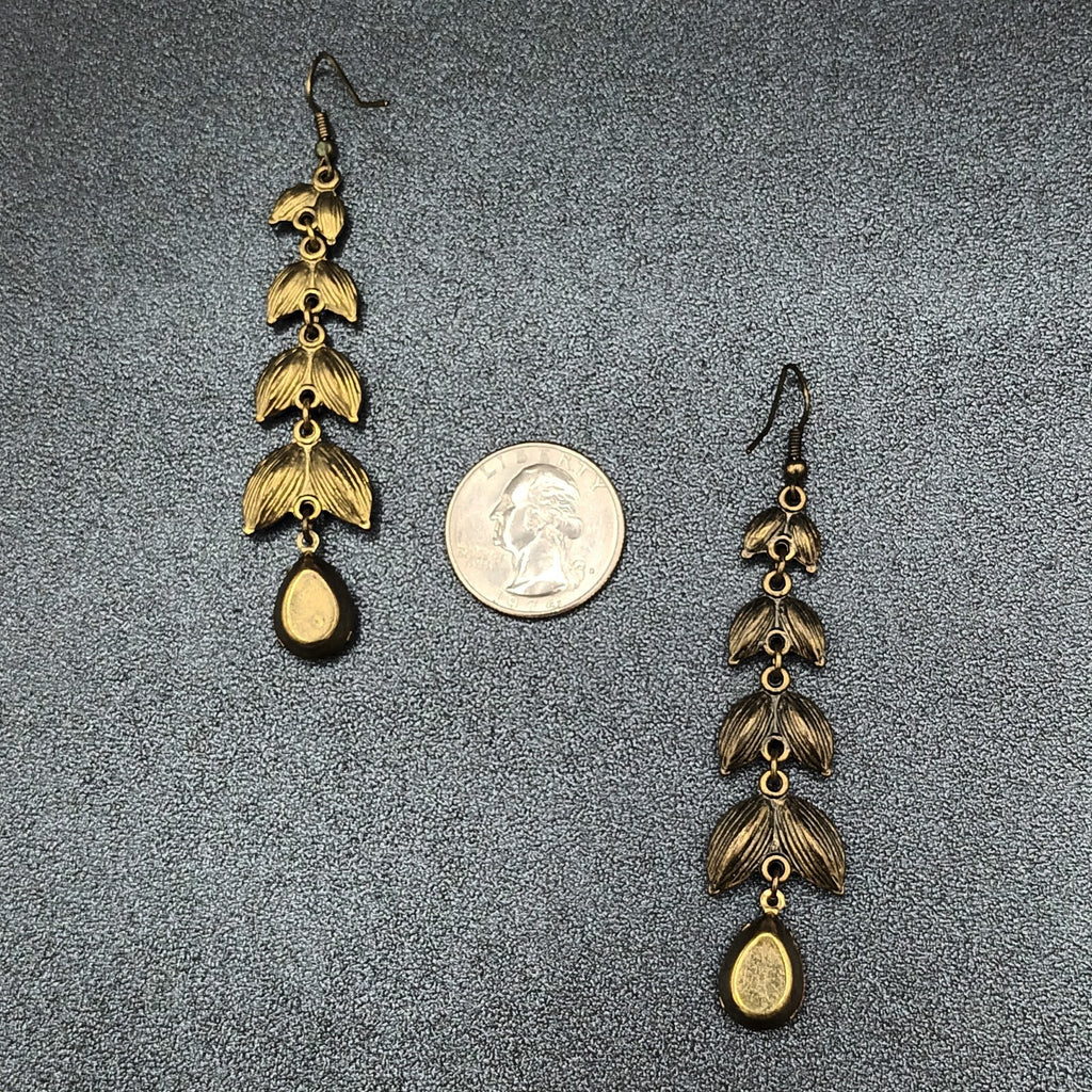 Pierced Earrings Gold tone Multicolor Acrylic Dangle 2.75"