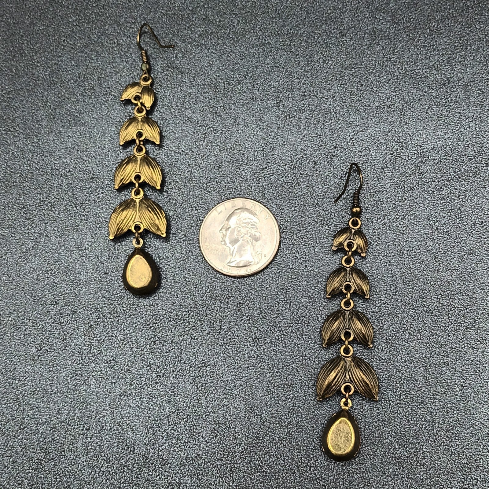 Pierced Earrings Gold tone Multicolor Acrylic Dangle 2.75"