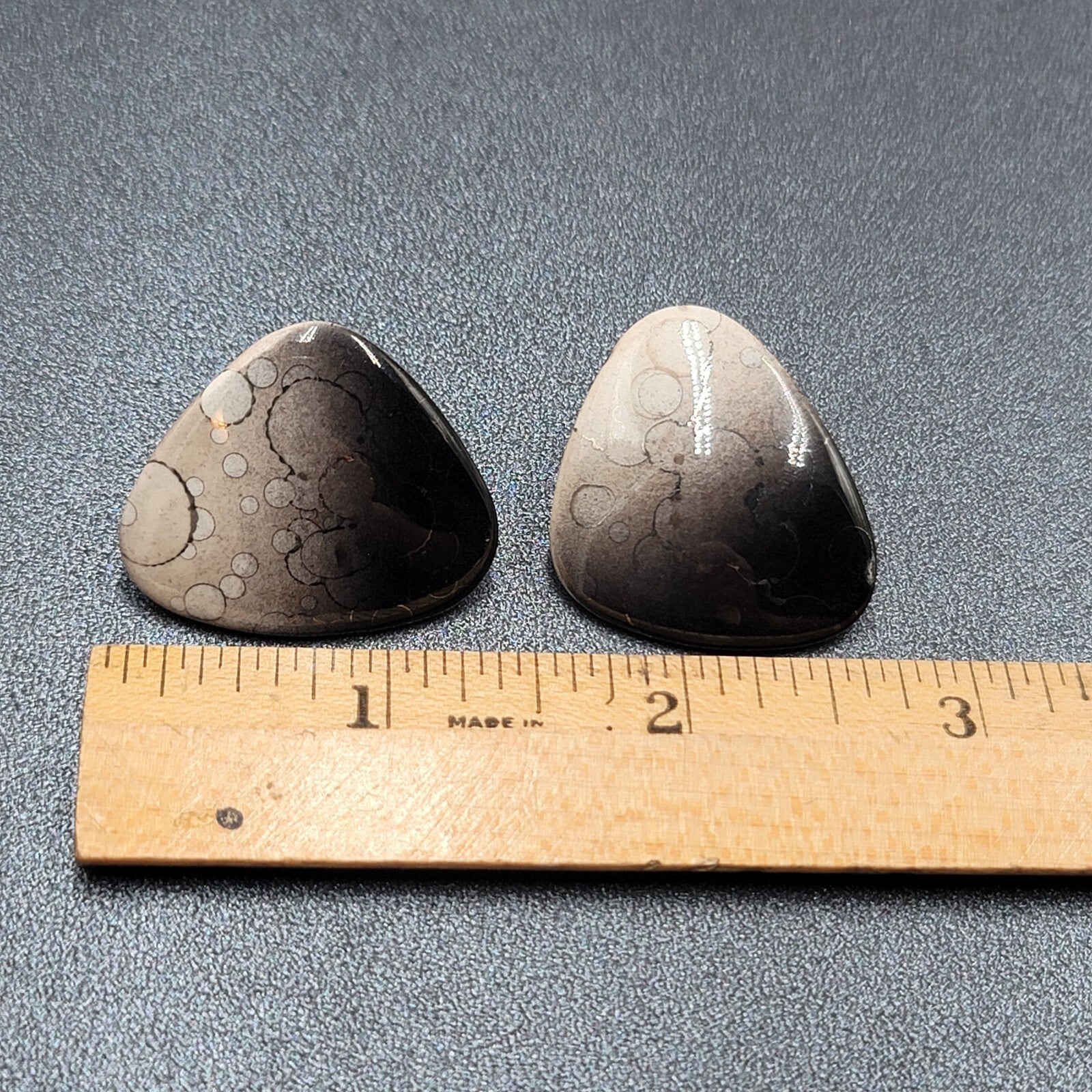 Vintage Pierced Earrings Black White Ceramic Geometric Drop 1.25"