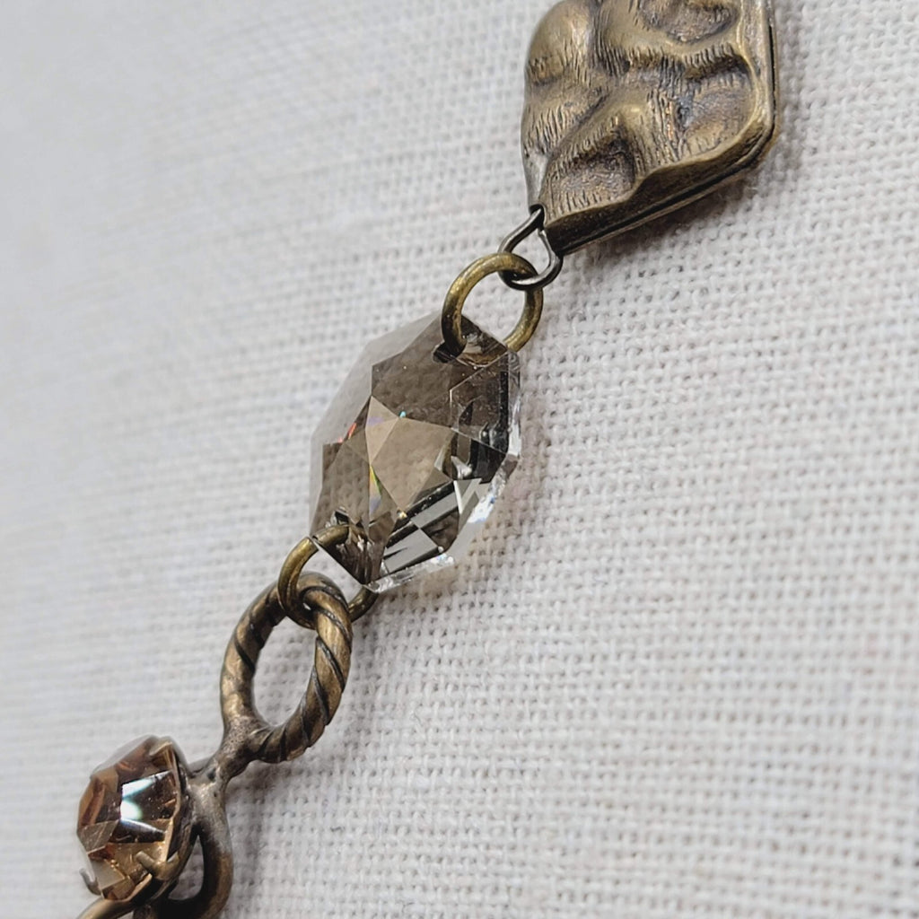 Creazioni Bianco Italy Bead Y Drop Necklace Bronze tone Chain 18-21" + Drop