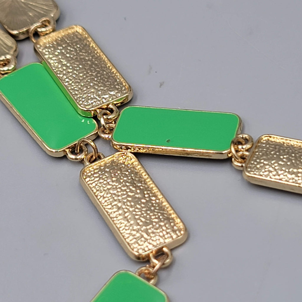 New York & Company Necklace Multi Strand Statement Rectangular Gold Tone 18 Inch