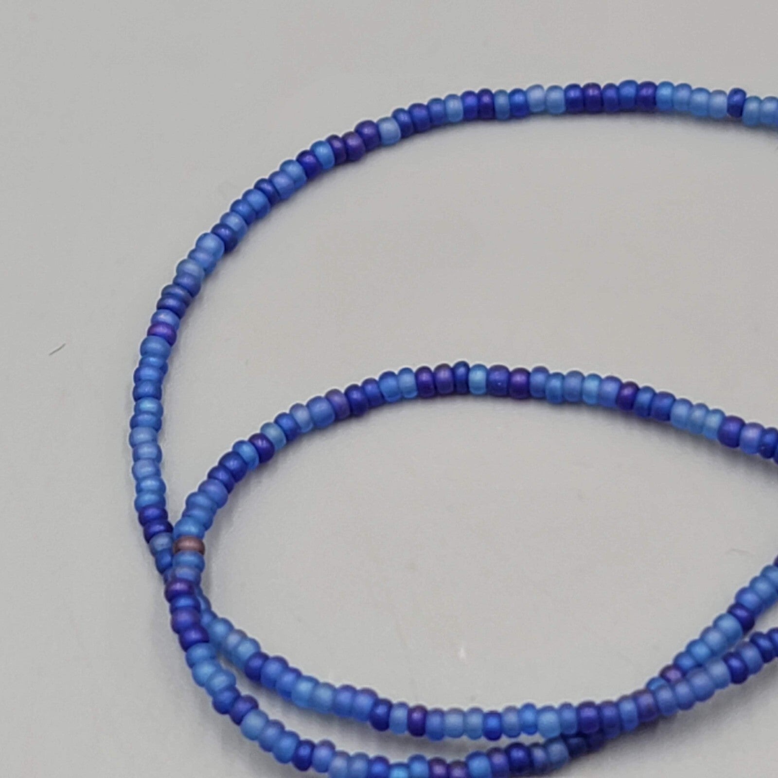 Cloisonne Bead Necklace Blue Seed Bead Minimalist 22"