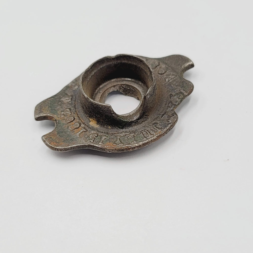 Antique 1862 Door Knob Embossed Escutcheon Rosette Cast Iron Salvage Hardware