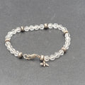 Sterling Silver Crystal Bead Bracelet Bee Charm 6 3/4"